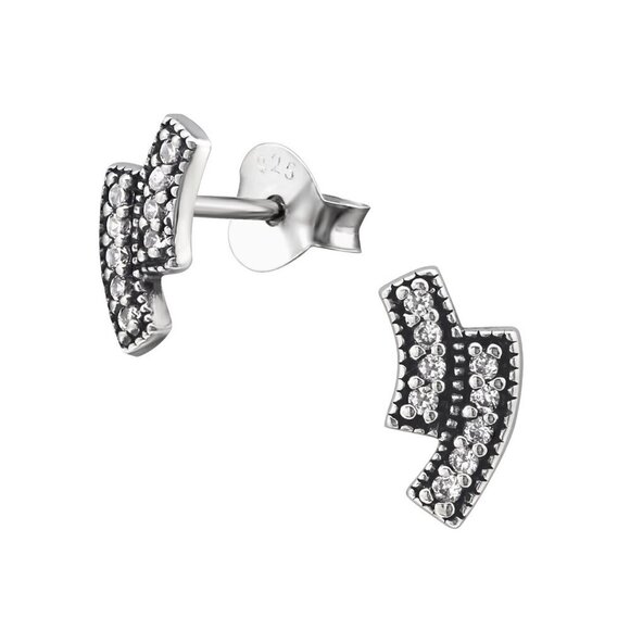 Sterling Silver Pavé Bar Studs – Dainty, Elegant & Perfect for Ear Stack - Picture 1 of 1